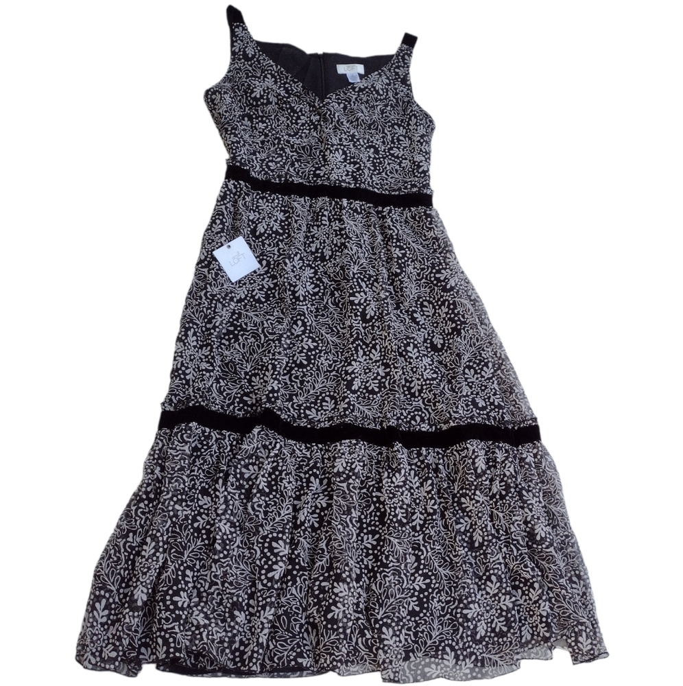 Black floral print tiered maxi dress